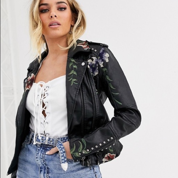 BlankNYC floral embroidered leather jacket NWT - Picture 6 of 8